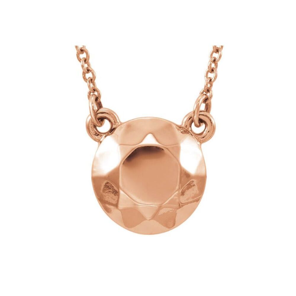 Faceted 9mm Circle Necklace in 14k Rose Gold, 16.5 Inch